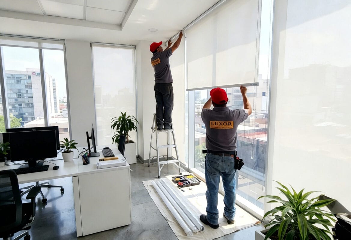Instalación de persianas enrollables a la medida en CDMX por Persianas Luxor